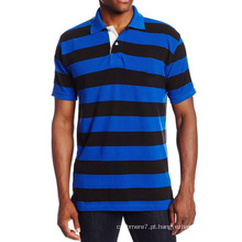 Fio de Algodão Masculino Tingido Pique Stripe Camisas Polo